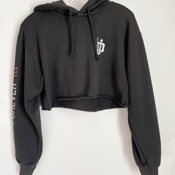 🟢Over the Limit Black super Cropped Hoodie size M - Picture 1 of 6